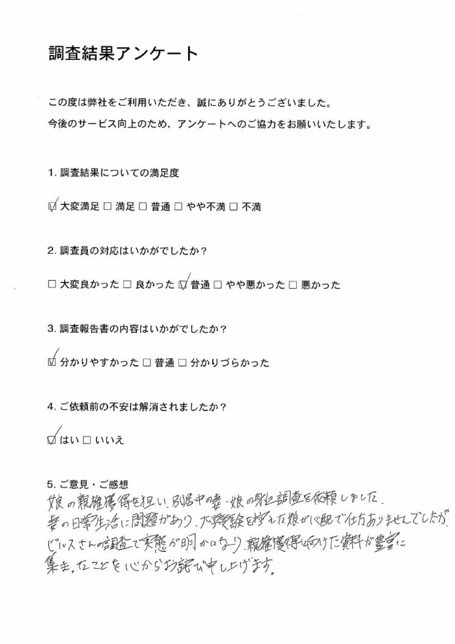 調査結果アンケート（実物）